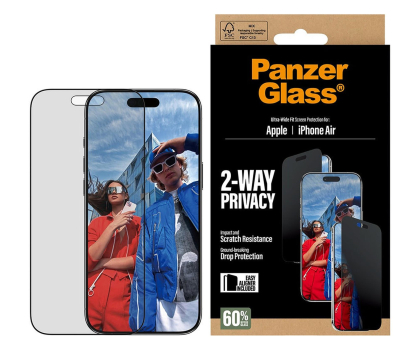 Szkło i folia ochronna PanzerGlass Ultra-Wide Fit EasyAligner do iPhone Air privacy